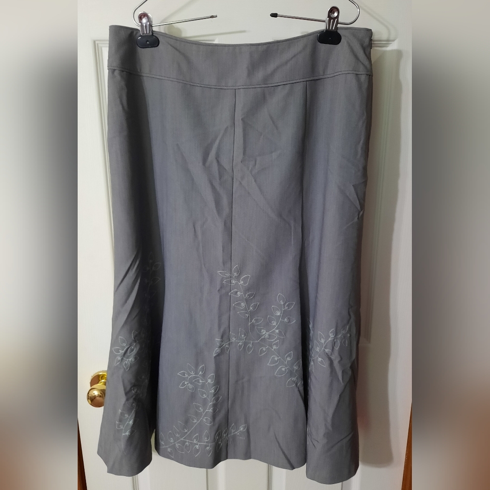 Sigrid Olsen Embroidered Gray Skirt